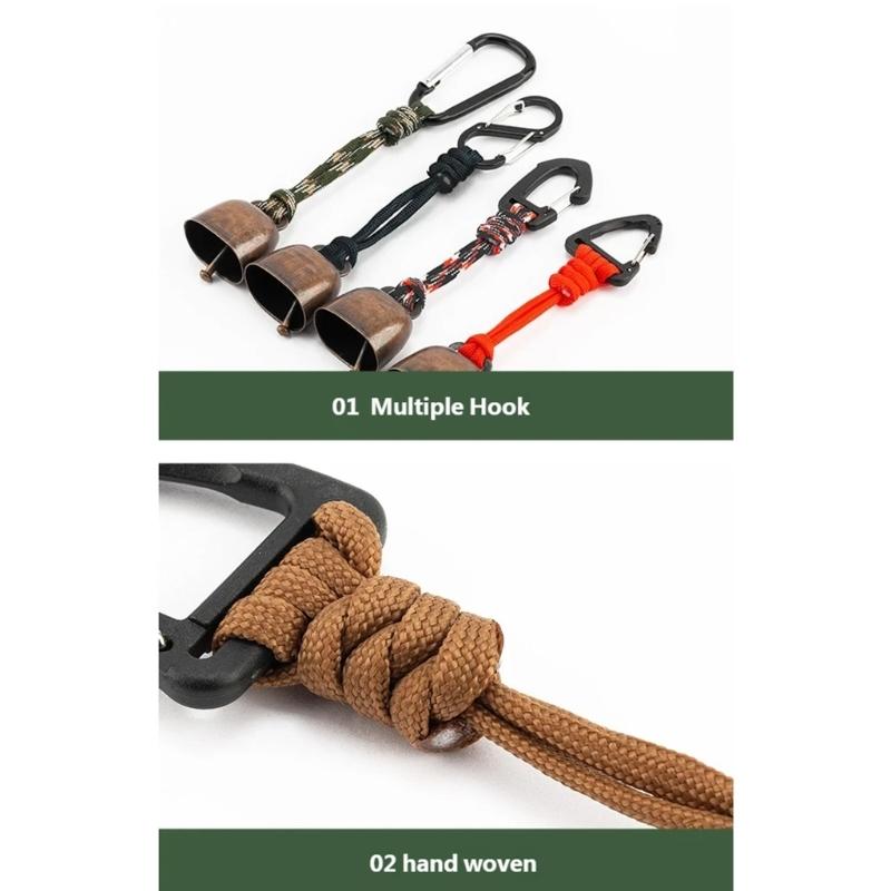 Outdoor Bear Bells Metal Loud Hiking Bells Pendant Keychains with Carabiner Hook for Hiking Camping And Pet Tracking