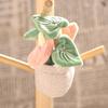 Mini Plant Doll Pendant Key Chain Small Potted Anthurium Plush Hanging Charm for Keys Backpacks