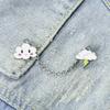 Cute Cartoon Smiling Cloud Enamel Pins Lightning Cloud Brooches with Chain Backpack Jacket Lapel Badge Jewelry Gifts for Friends