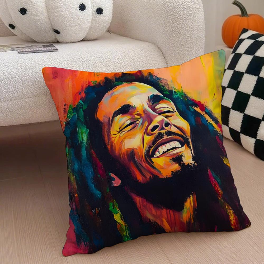 Legendary Jamaican Singer BBob MMarley Cushion Cover Throw Pillow Cover Hidden Button Durable Polyester Chair Cushion