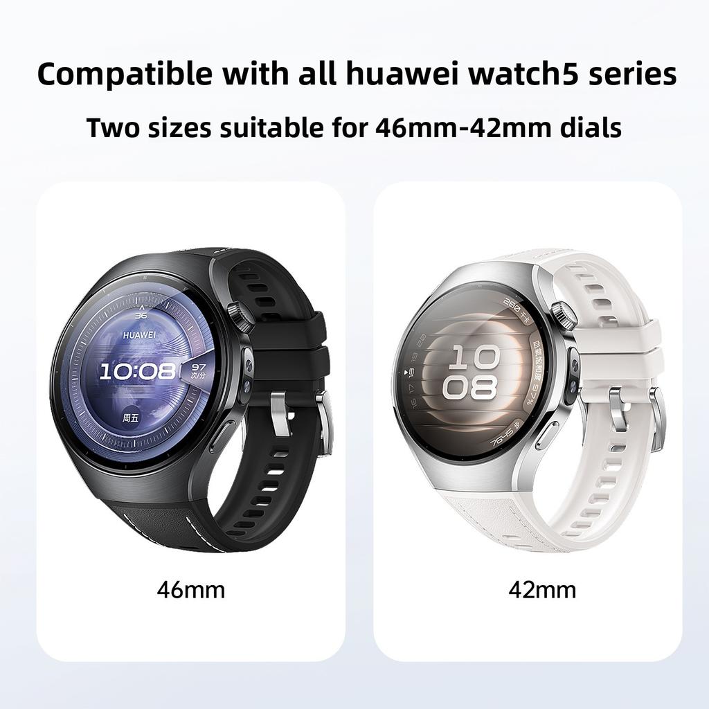 Leather Silicone Strap for Huawei Watch 5 46mm 42mm Band Soft Rubber Wristband for Huawei Watch 5 46mm 42mm Smart Watch Bracelet