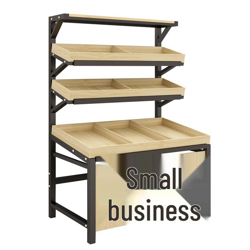 Nowoczesny regał ekspozycyjny na owoce i warzywa ze stali i drewna