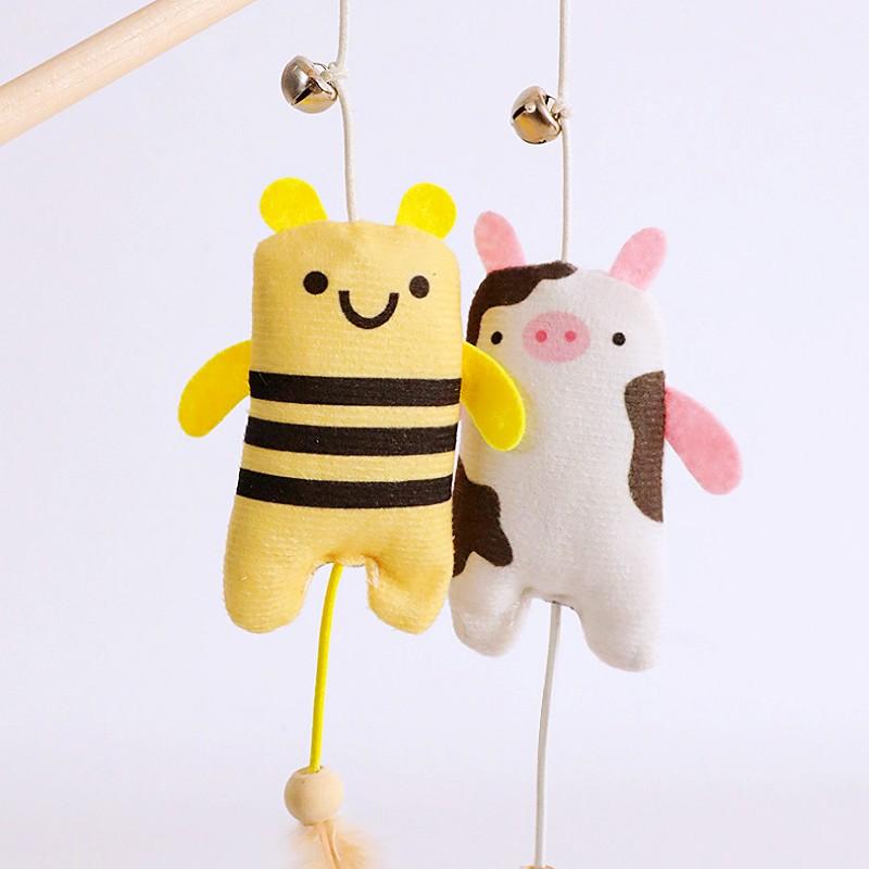 Cat Toys Feather Cats Stick Wooden Handle Sticks Cat Toy with Bell Scratch Resistant Feather Toys for Cats Teasing Pet Products