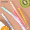 6PCS Reusable Food Grade Transparent Bendable Silicone Straws Straight Drinking Straw With Cleaning Brush Set Party Accessory