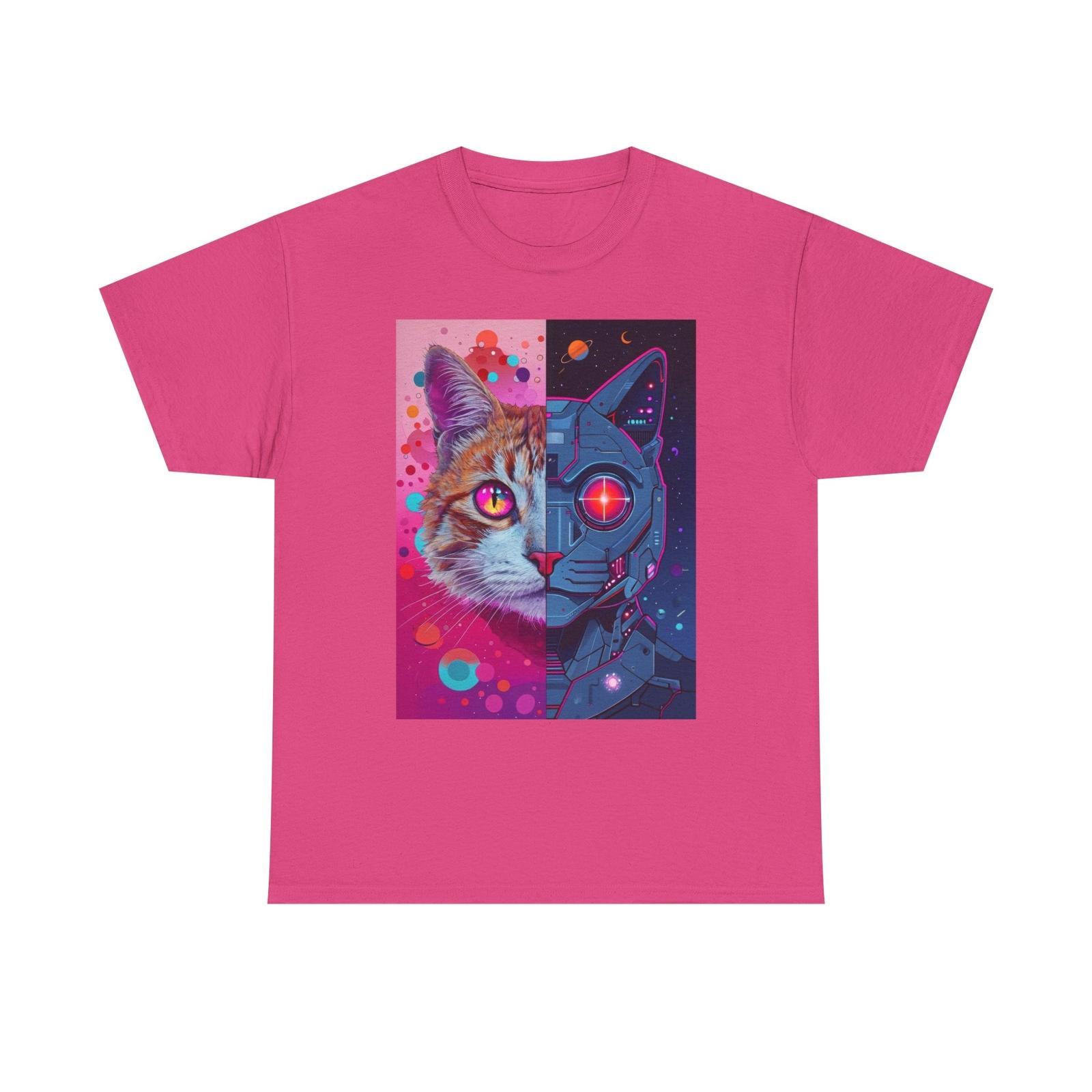 Cat Robot Space Tee Symmetrical Portrait Blending Cat Robotic Elements in Space M
