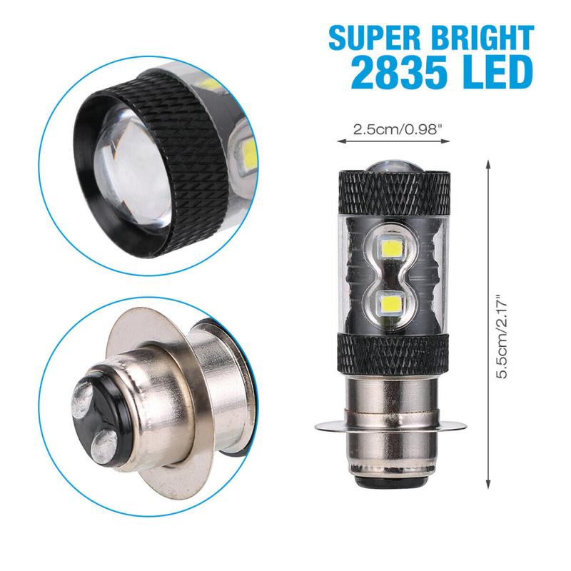 1 Pair H6/p15d 10smd 50w H6m Motorcycle Led Headlight Bulb 1000lm 6000k Dc12v-24v 360 Degrees