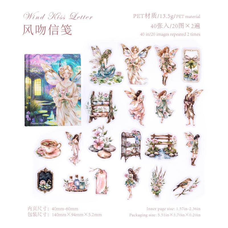 

40pcs Kawaii Flower Fairy PET Stickers Creative Collage DIY Handmade Scrapbook Material Aesthetic Stationery Stickers