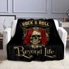 Rock Skull with Roses and Crown Patterned flannel blanket perfect for the bedroom living room, sofa, or a little nap