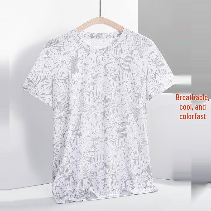 

Женская футболка большого размера ледяная с круглым вырезом - Летний 2024 повседневный топ с коротким рукавом для мамы 5XL