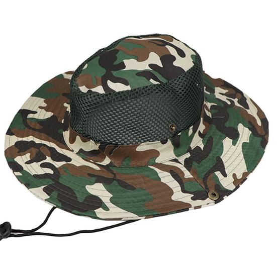 Mode Outdoor Breitkrempig Tarnmuster Fischerhut Bucket Boonie Hut Anti-UV Kappe