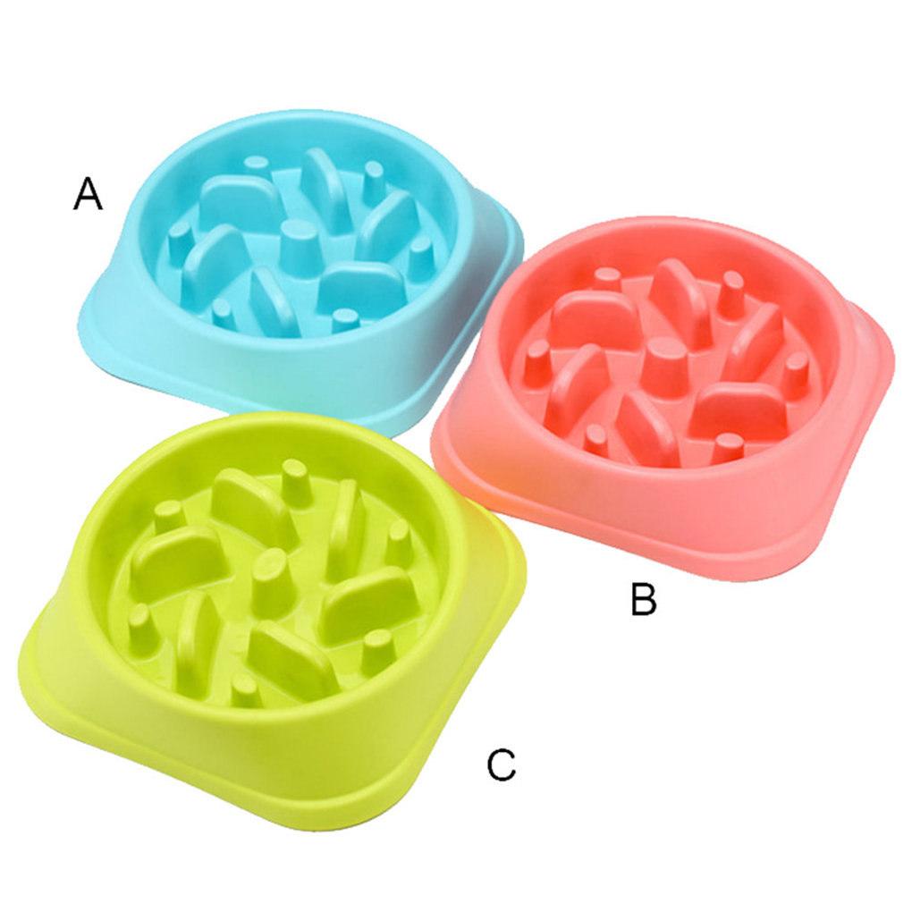 Pet Slow Feeder Anti Choke Anti-slip Slow Eating Feeding Plastic Bowl Dish Pet Supplies