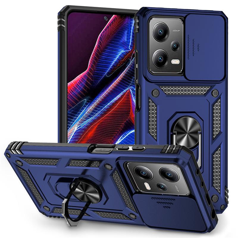 For Poco X5 X5 Pro 5G Case Slide Lens Camera Protect Phone Case For Pocox5pro Poko X5pro X 5 Pro 5X Stand Ring Back Cover