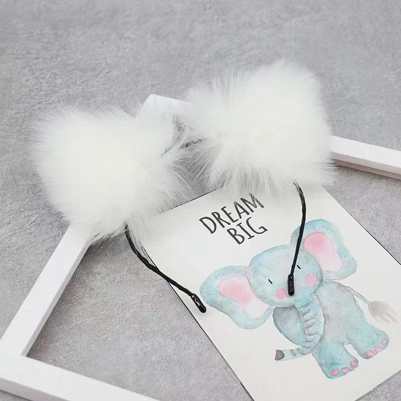 The same Mao Mao headband cute cat ear hairpin accessories plush headgear handmade cute girl heart A белый