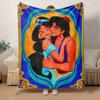 1pc Disney Princess Jasmine & Aladdin Romantic Love Story Throw Blanket Home Decor, Outdoor, Gift Idea, Flannel Throw, Bedroom, Living Room
