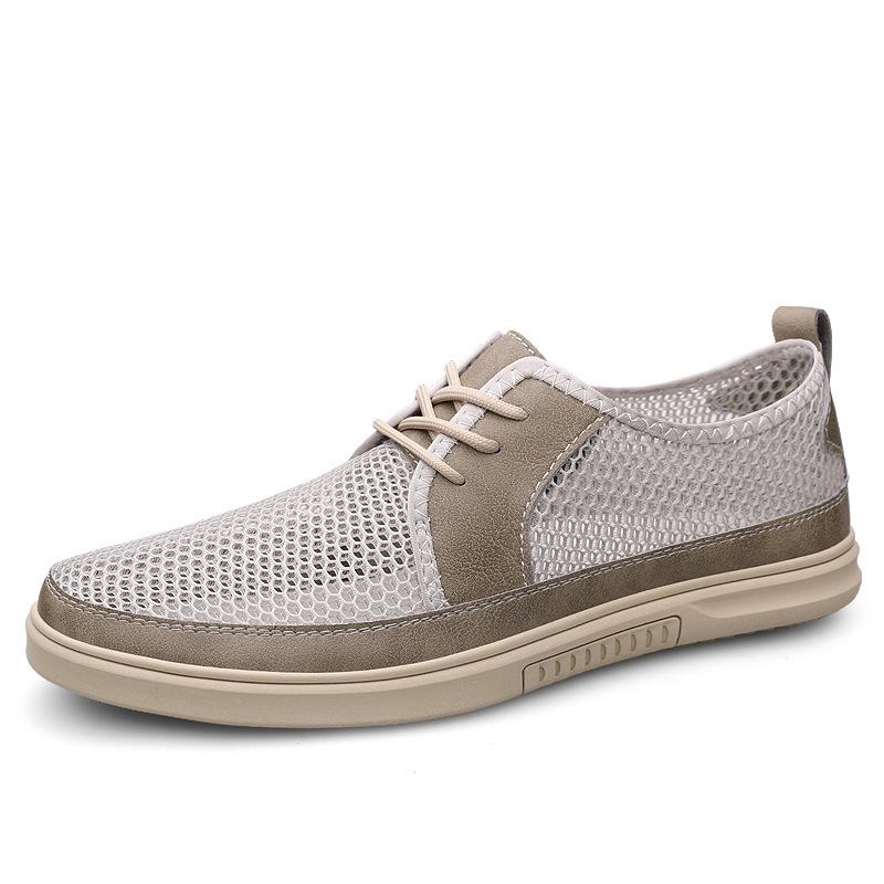 Men's Low-Top Mesh Lace-Up Casual Driving Shoes - Breathable, Large Size, Flat Sole for Spring/Summer