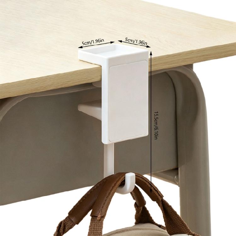 Shelf and Desk Bag Hook with Adjustable Grip, Removable Edge-Mount Backpack Holder for Study Table, Wardrobe Storage