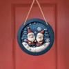 Wooden Santa Claus Porch Wreath Snow Scene Xmas Porch Decoration Hanging  Home Fence Decor