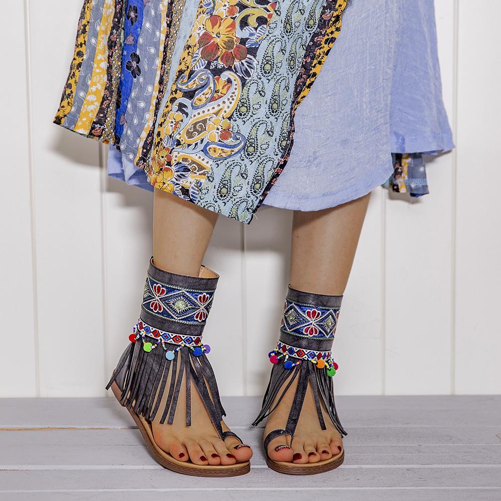 Bohemia Mujer Bordada Clip Dedo del Pie Espalda Cremallera Gladiator  Sandalias Casual Verano Sandalias Vintage Zapatos comprar a buen precio —  entrega gratuita, reseñas reales con fotos — Joom