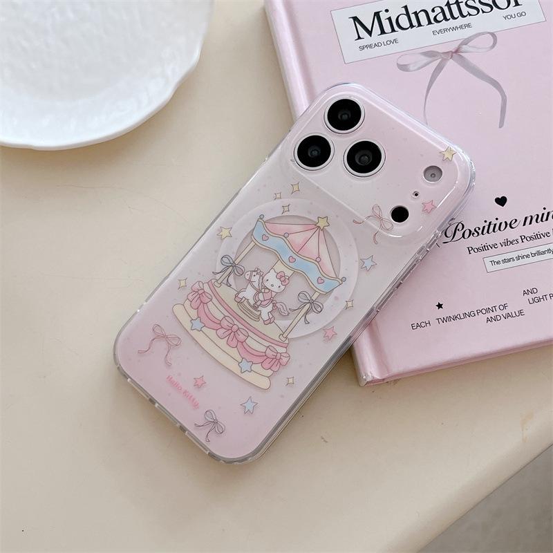 

Hello Kitty Magnetic Rocking Horse Stand for iPhone 17/16 Pro Max/15/14 Case for Women iPhone 14 Pro Max