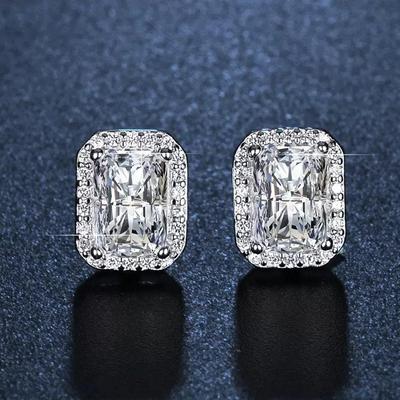 Luxuriöse Damen-Quadrat-Zirkon-Steckohrringe - Exquisites Voll-Diamant-Design
