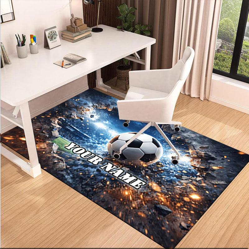 1PC Custom Name "Your Name: Soccer Legend" Theme Floor Mat Ideal for Living Room, Game Rooms, Office, Bedroom,Floor Mat Playful Design