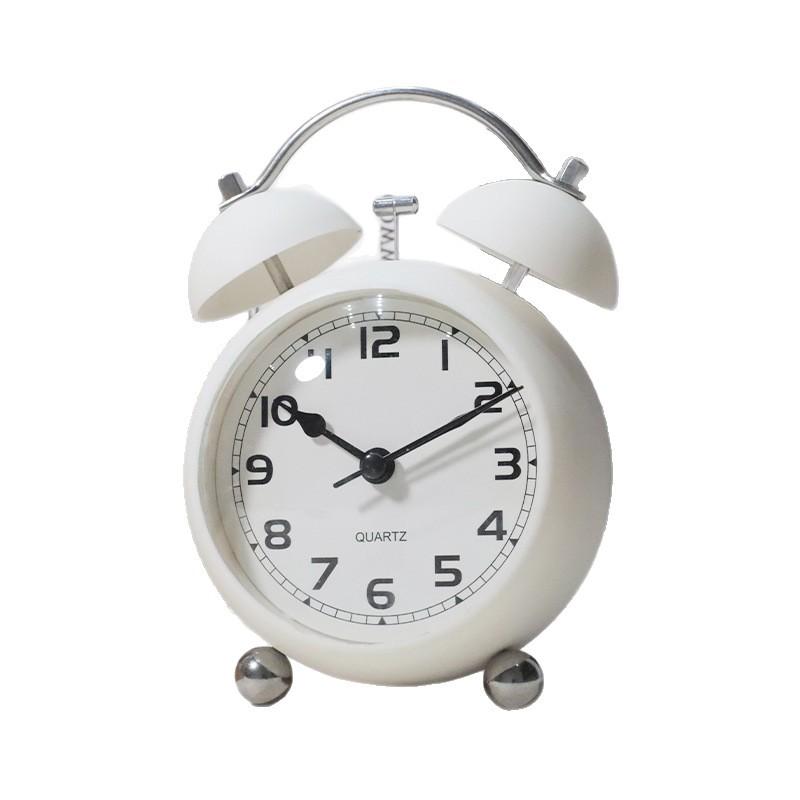 1.1 inch European retro alarm clock BB sound alarm silent hands quartz table clock ABS creative student night light table clock