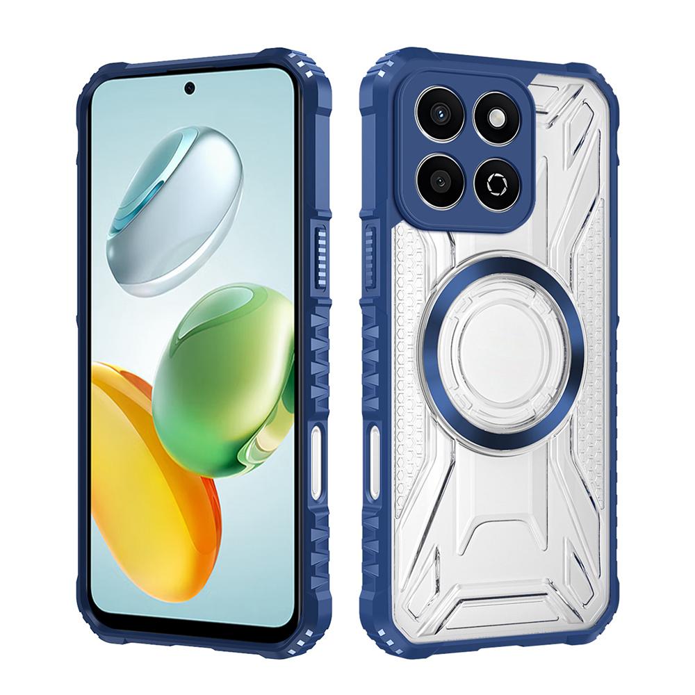 KEYSION Transparent Magnetic Case for HONOR X7c X8c X6b Silicone+PC Heavy Duty Shockproof Phone Cover for Huawei Honor 200 Smart