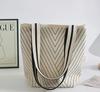 Women's Geometric Knit Shoulder Bag - Versatile, Large Capacity, Fashionable Commute Bucket Bag
