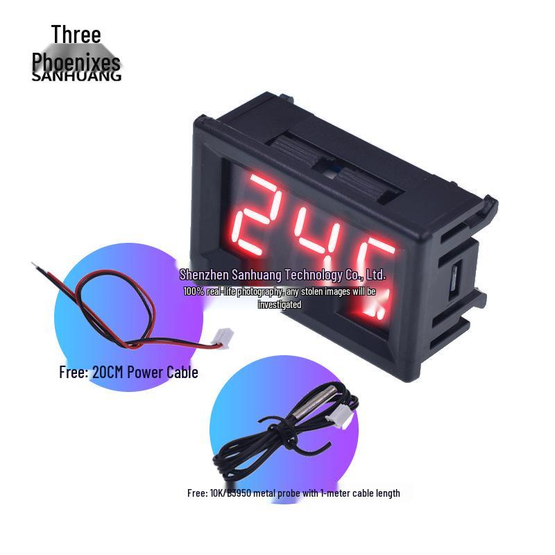 12V Digitalthermometer mit Display, Wasserdichtes Temperaturmessgerät für Aquarien und Kühlschränke