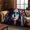 Gothic Skull Dead Girl Cartoon Horror Flannel Blanket Soft Warm Throw Blanket for Bedroom Living Room Bed Travel Camping Picnic