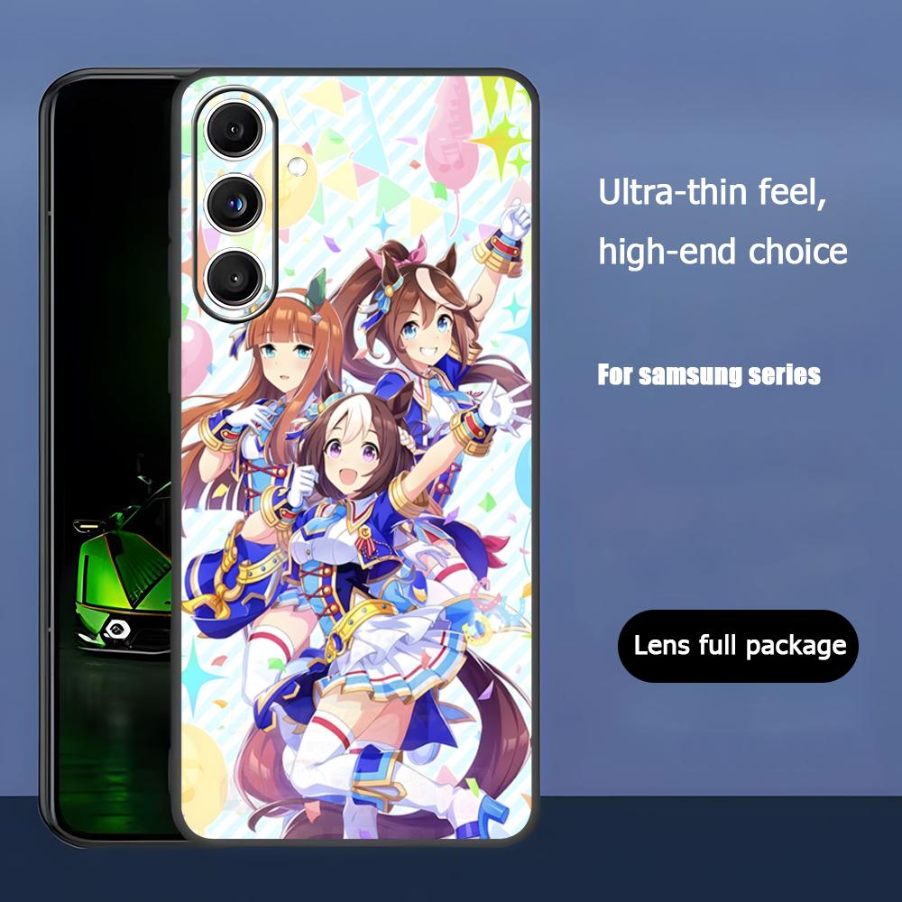 Game Uma Musume Pretty Derby Phone Case For Samsung Galaxy S25 S24 S23 S22 S21 S20 Plus Ultra Note20 Soft Black