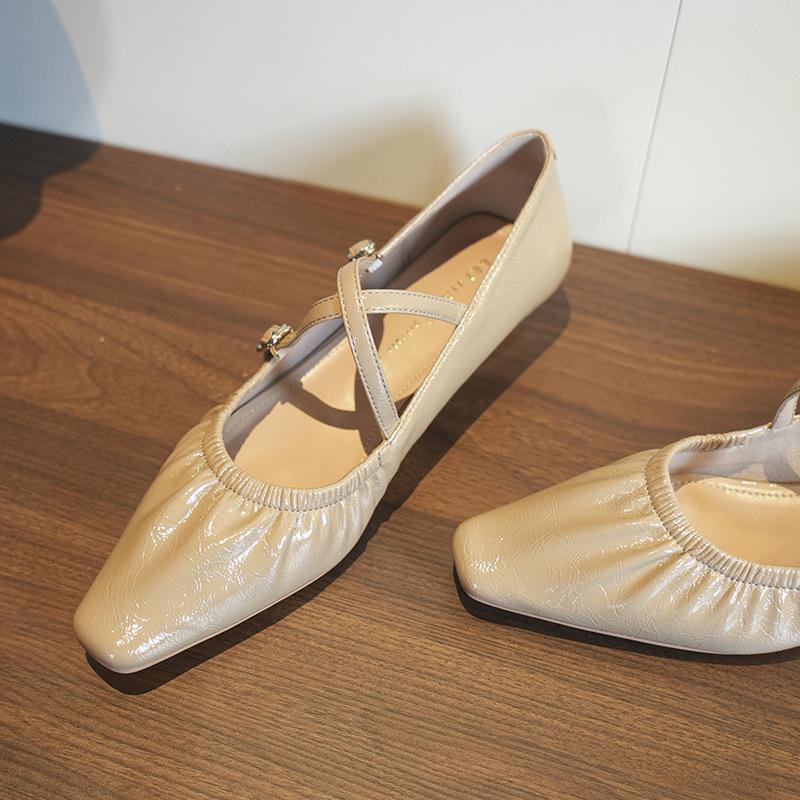 

Складная крестообразная пряжка~ Маленький и надоедливый клиновидный каблук, милые балетки, женские туфли-лодочки, фея с юбкой 39