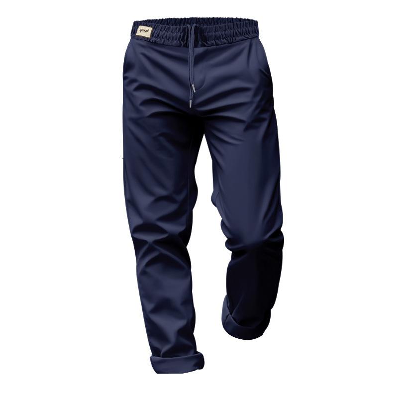 Men's Relaxed Fit Comfortable Quick-Dry Waistband Casual Business Solid Colour Trousers