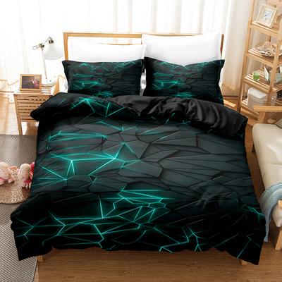 2025 Neu Bettbezug Abstrakt Geometrischer Stil Mehrfarbig Cool Schwarz und Grün Bettdecken-Sets Einzelbett Queen-Size King-Size Bettwäsche Leinen