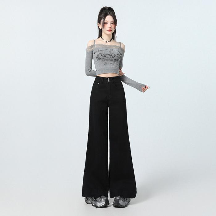 

Красивые джинсы с высокой посадкой и небольшим клешем для женщин без штанин брюки клеш для женщин с облегающим и свободным кроем XL