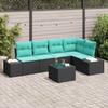 Garden Sofa Set with Cushions 6 pcs Black Poly Rattan
