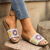 Women Slippers Fashion Floral Sandals Thick Bottom Ethnic Cool Slippers Open Toe Casual Minimalist Thong Shoes Slides Women