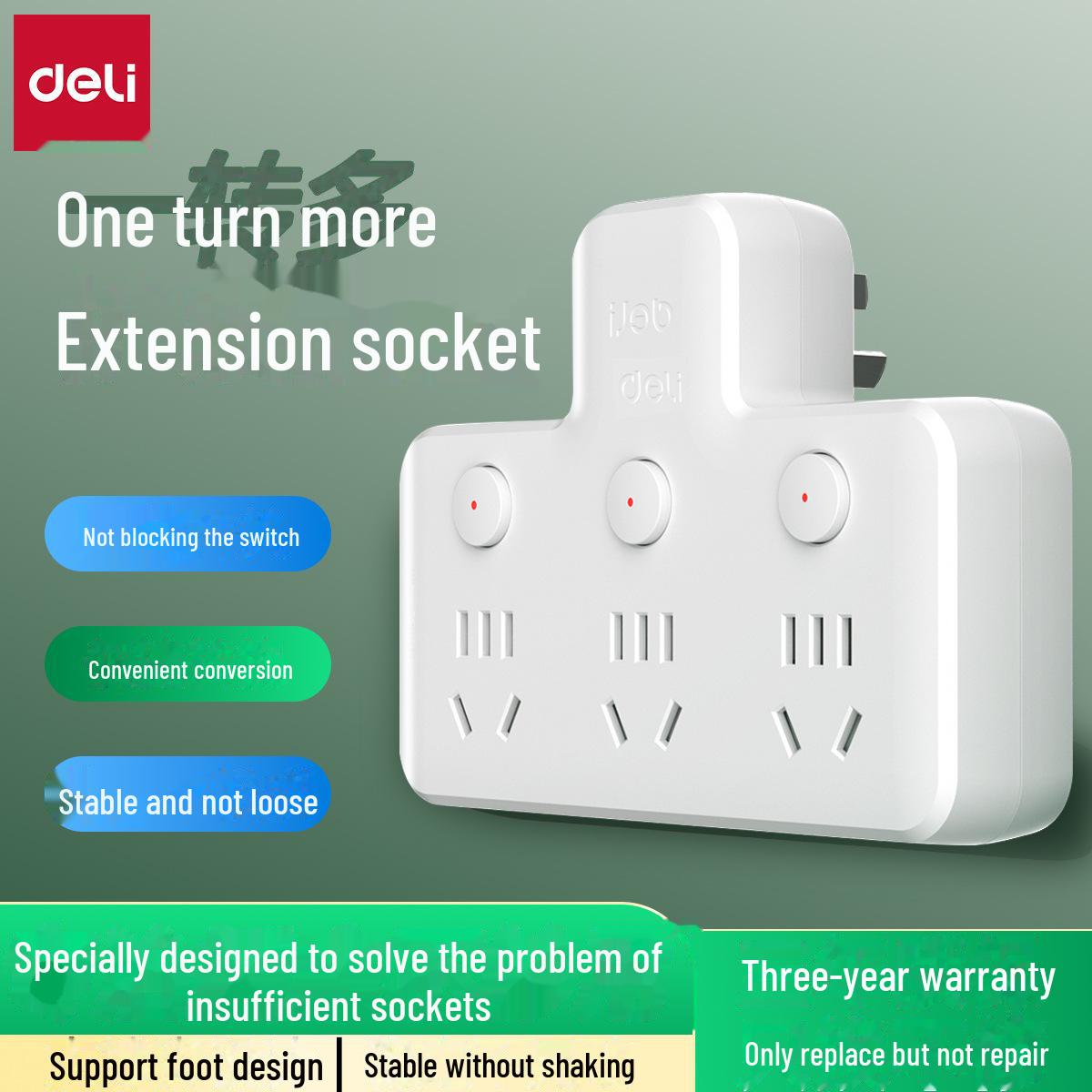 

Deli Multi-Function Socket Strip with Control-Free Converter Plug
