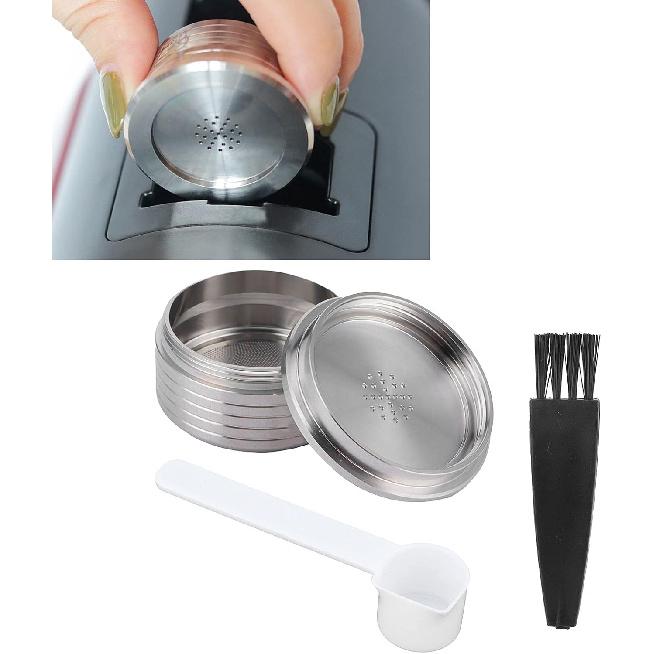Reusable Coffee Capsules, Stainless Steel Delta Q Espresso Pods Foil Lids For Delta Q Coffee Pods Coffee Pod With Spoon Brush Fit For Q Ndiq7323