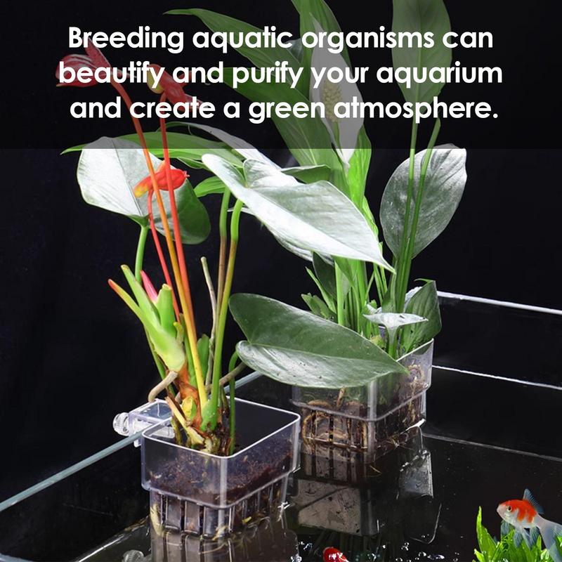 Fish Tank Plant Holder Aquarium Plant Basket Transparent Fish Tank Planter Hydroponic Planting Basket for Fish Tank Landscape