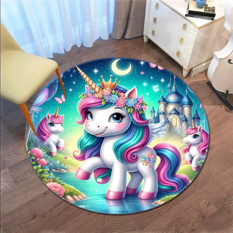 1PC cute cartoon unicorn Pattern printed Carpet Rug for Living Room Bedroom Home Sofa Decoration,Non-slip Floor Mat Floor mat