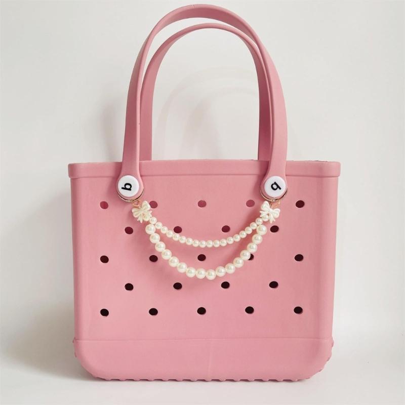 2Pcs Artificial Pearls Chain Bag Decoration Charm Large Imitation Pearls Beads Purse Chain Handbag Chain For Women Bag