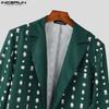 INCERUN Men Open Front Long Sleeve Print Short Cardigan Coats