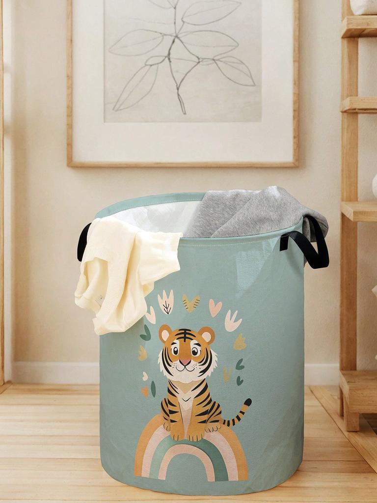 Little Tiger Laundry Basket Foldable Large Capacity Canvas Storage Bucket Children's Toy Clothing Storage Home Bathroom
