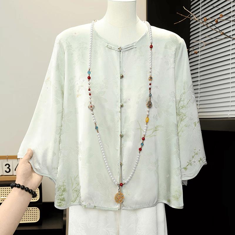Yuzhaolin New Chinese Style Embroidered Shirt for Moms 2XL