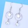 BELLA BOX S925 Sterling Silver Needle Star Tassel Zircon Geometric Earrings Moonfall Star Pearl Earrings