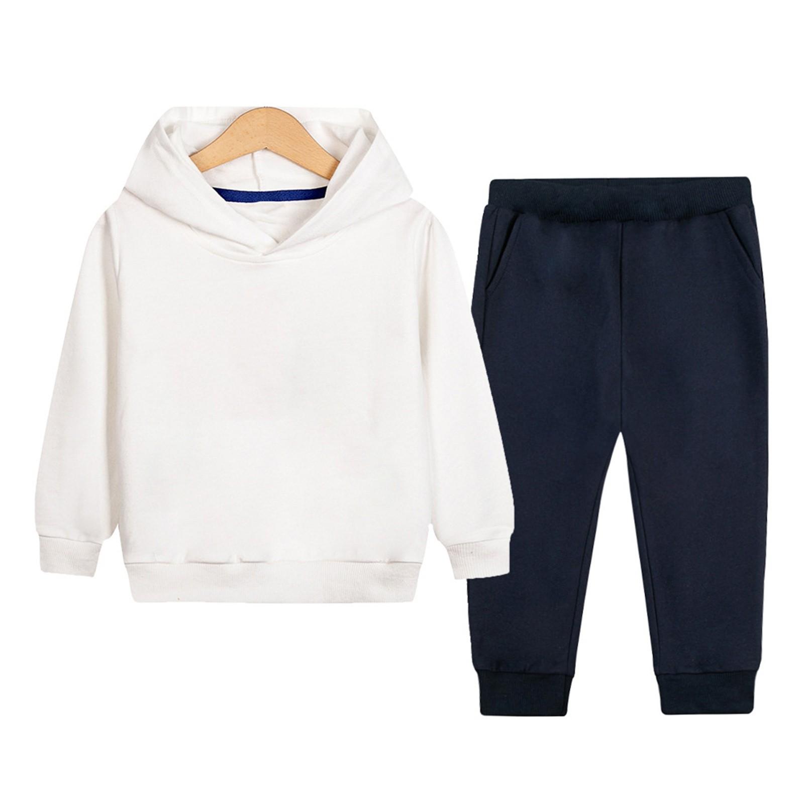 

Детский костюм для мальчиков и девочек, зимний спортивный костюм с длинными рукавами и штанами с капюшоном 90 белый