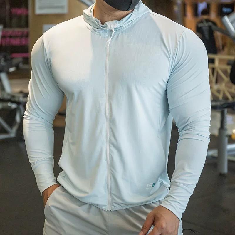 Men's Jacket Sports Zip Up Long Sleeve T-shirts Quick Dry Gym Fitness Elasticity Coats Running Man Sweatshirts