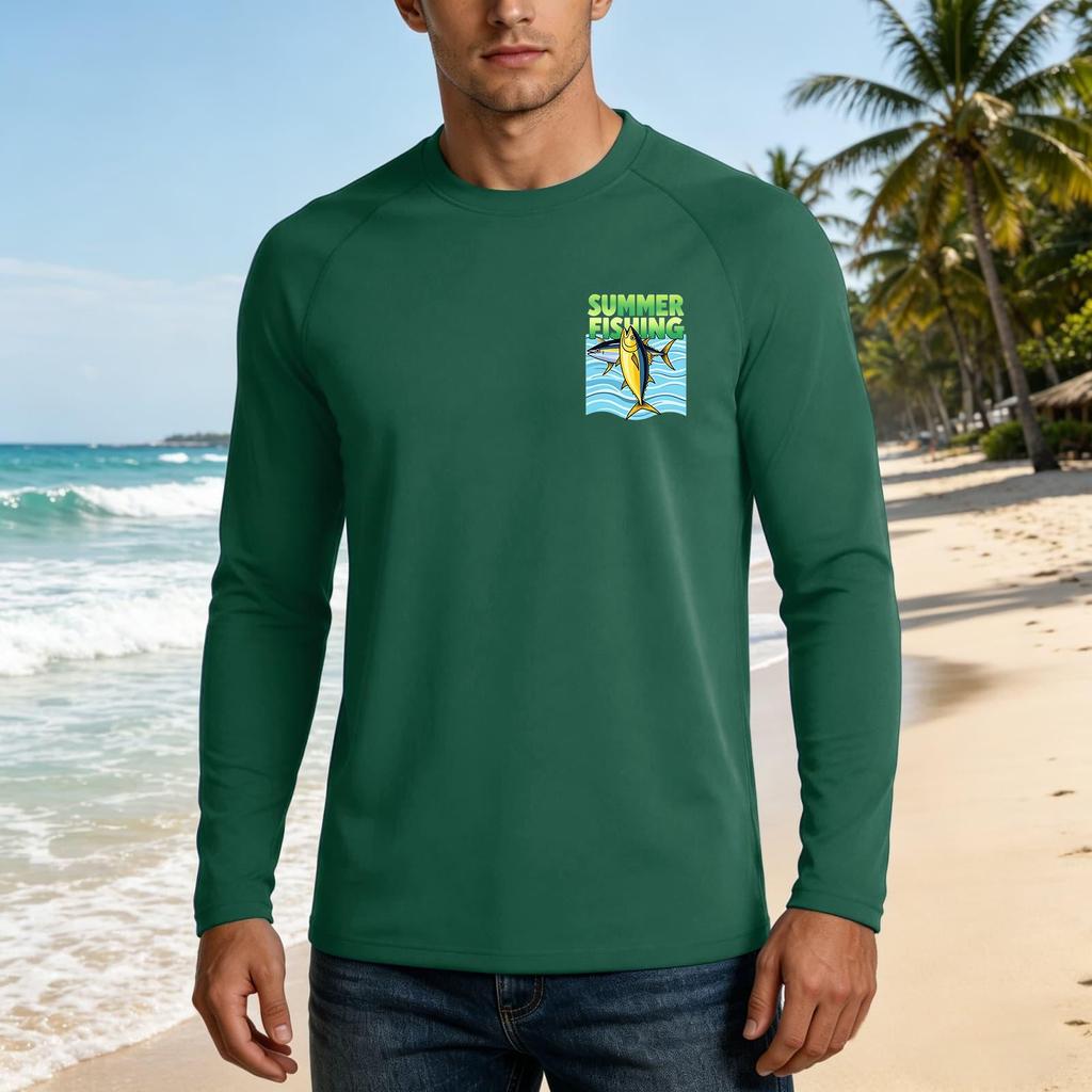 Herren 50+ Langarm Hawaii-T-Shirt mit Stoff, Atmungsaktiv, Lockerer Schnitt, für Sommerliche Outdoor-Freizeitaktivitäten