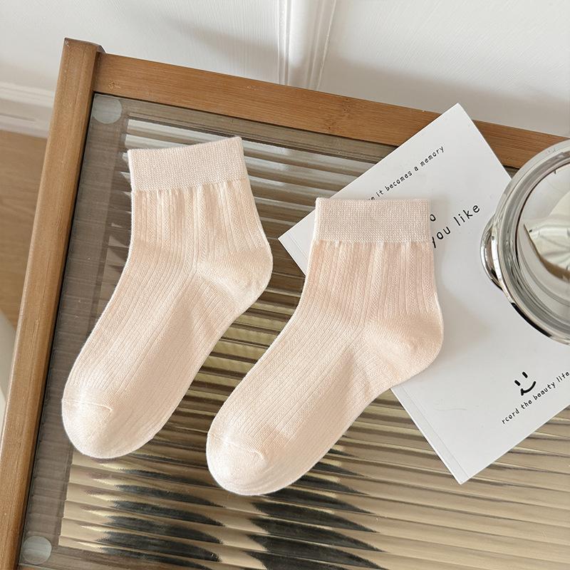 Female Summer Thin New Cotton Lovely Ballet Style Hollow Mesh Breathable Short Tube Socks